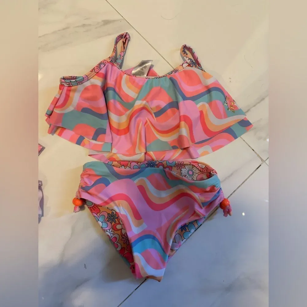 BUNDLE of 6 Betsey Johnson Kids Swim Bikinis - Pink, Yellow, Multicolor